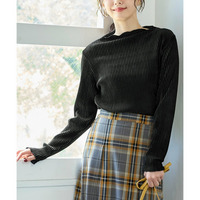 ベロアプリーツハイネックトップス　大きいサイズ