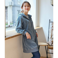 ふんわりあたたかケーブルフリースロング丈パーカー 大きいサイズ