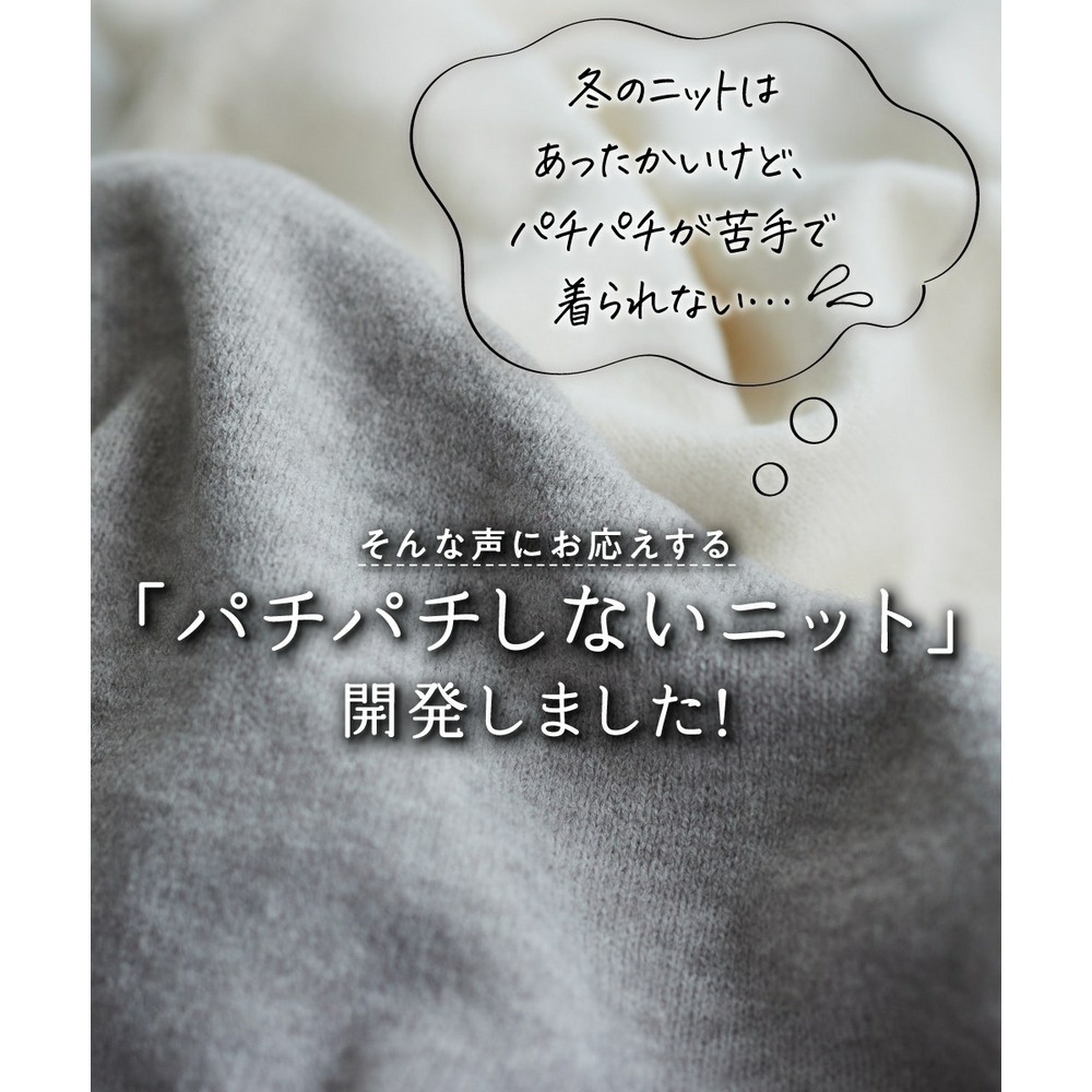 大きいサイズ 洗えるゴールドボタン使いハイネックニット（静電気防止・毛玉になりにくい）3