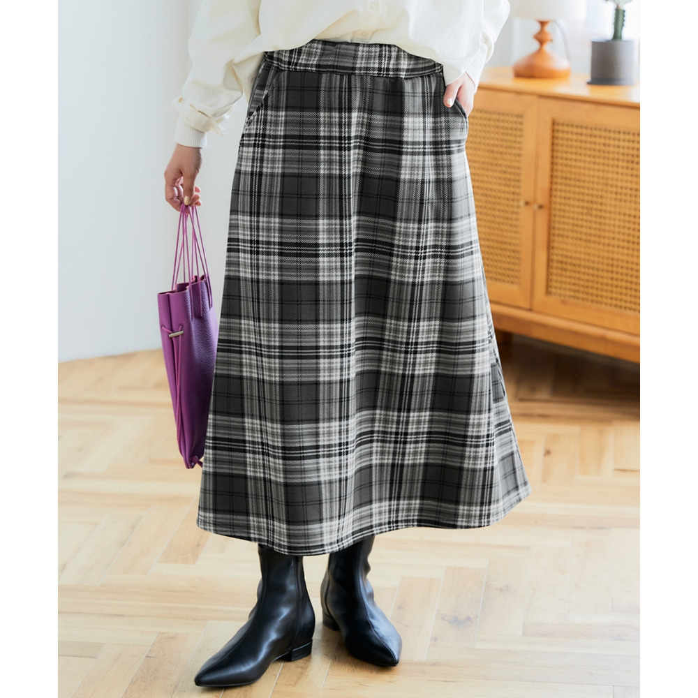 裏シャギーあったかロングスカート(サイドポケット付) 大きいサイズ1