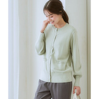 パール調ボタンクルーネック万能ニットカーディガン（乾燥機OK・ウォッシャブル・静電防止・毛玉になりにくい・UVカット） 大きいサイズ