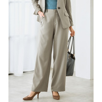 【レディーススーツ】セットアップ対応洗えるウール調ストレッチセミワイドパンツ（上下別売） 大きいサイズ