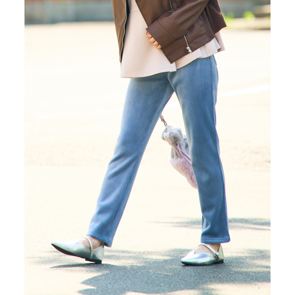 【着るホカロン】【保温】ニットコール裏ベロアボンディングレギンスパンツ 大きいサイズ23