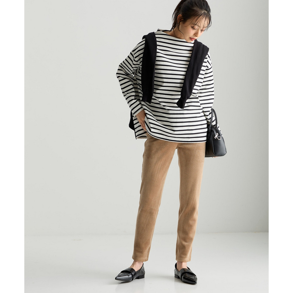 【着るホカロン】【保温】ニットコール裏ベロアボンディングレギンスパンツ 大きいサイズ24