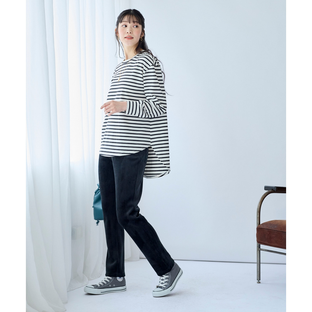 【着るホカロン】【保温】ニットコール裏ベロアボンディングレギンスパンツ 大きいサイズ26