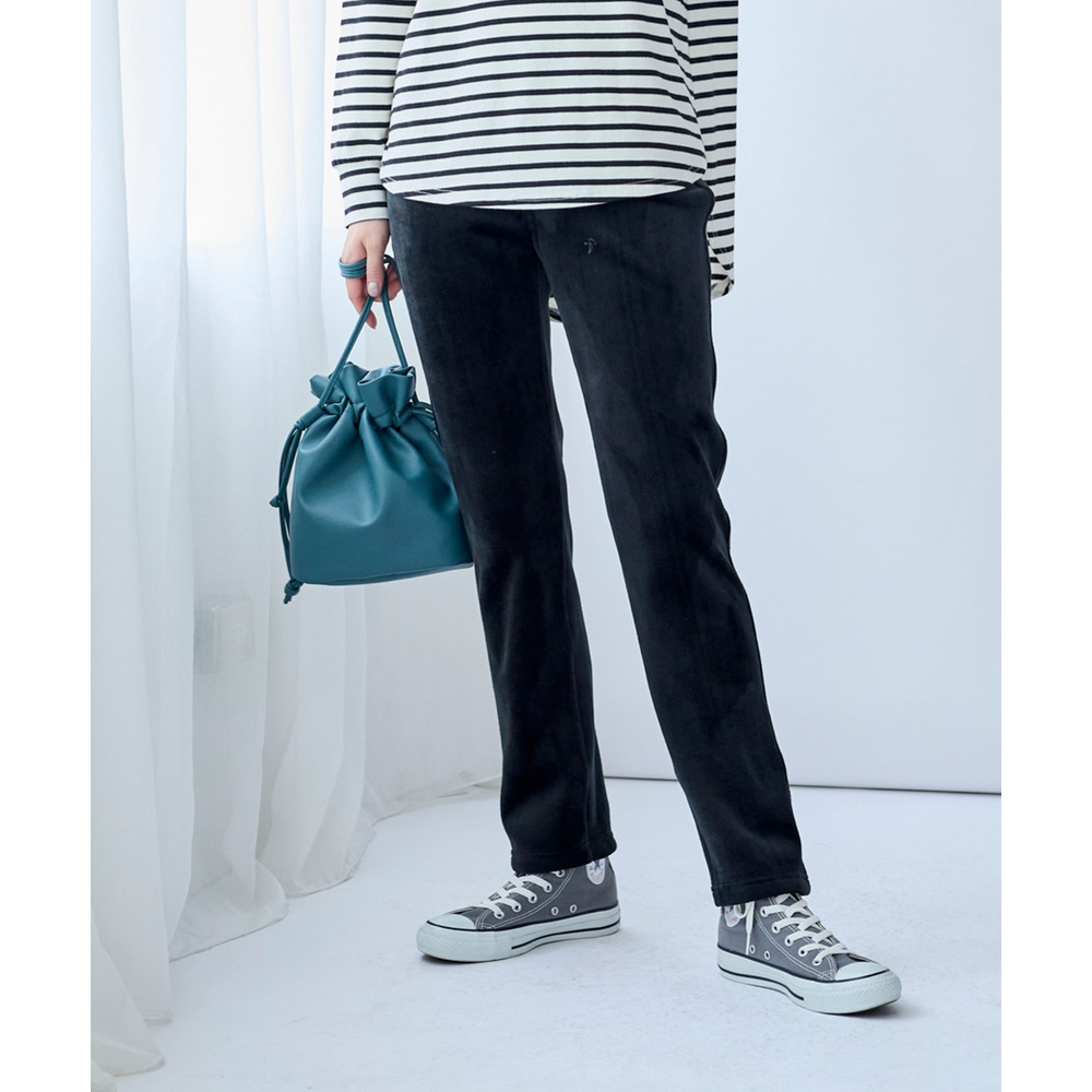 【着るホカロン】【保温】ニットコール裏ベロアボンディングレギンスパンツ 大きいサイズ27