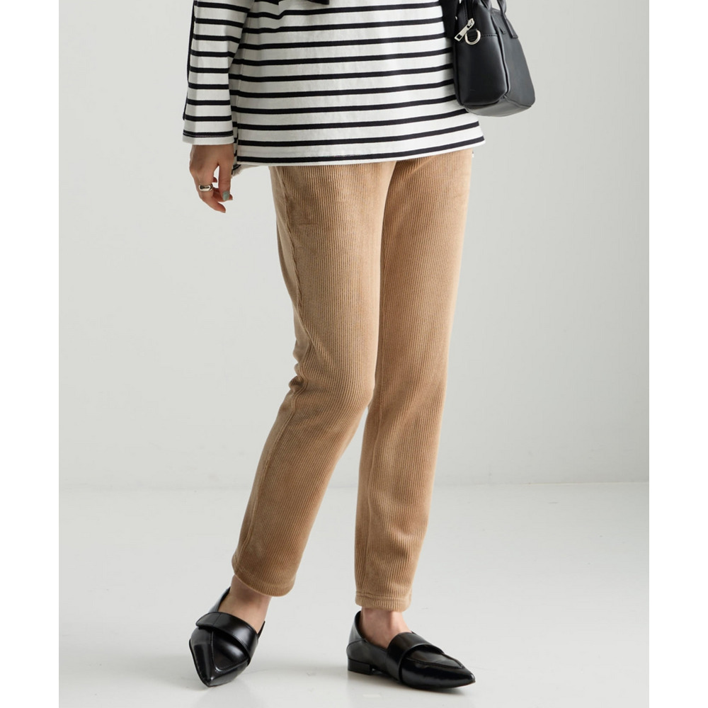 【着るホカロン】【保温】ニットコール裏ベロアボンディングレギンスパンツ 大きいサイズ1