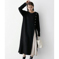 ふんわりリブニットソープリーツ切替ワンピース　大きいサイズ