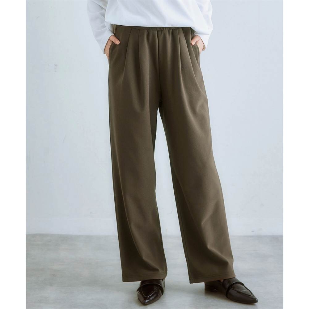 カットジョーゼット裏起毛イージーワイドパンツ 大きいサイズ1