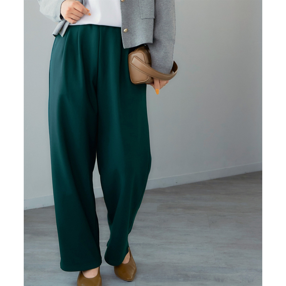 カットジョーゼット裏起毛イージーワイドパンツ 大きいサイズ1