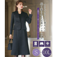 【喪服・礼服】 洗える防しわ北陸ジャカード使い前開きフリルカラーデザインワンピースアンサンブル（ジャケット＋ワンピース）（オールシーズン対応）　大きいサイズ