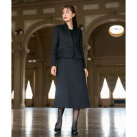 【喪服・礼服】 洗える防しわ北陸ジャカード使い前開きフリルカラーデザインワンピースアンサンブル（ジャケット＋ワンピース）（オールシーズン対応）　大きいサイズ