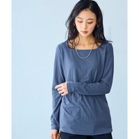 ランダムリブカットソースクエアネックトップス（薄手素材）　大きいサイズ