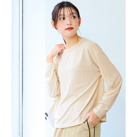 ランダムリブカットソークロップド丈クルーネックゆるトップス（薄手素材）　大きいサイズ