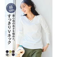 UVカット綿100%フライス素材ＶネックＴシャツ　大きいサイズ