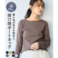 UVカット綿100%フライス素材ボートネックＴシャツ　大きいサイズ