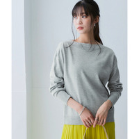 【花粉がつきにくい】 編地切替ボートネックニット　大きいサイズ