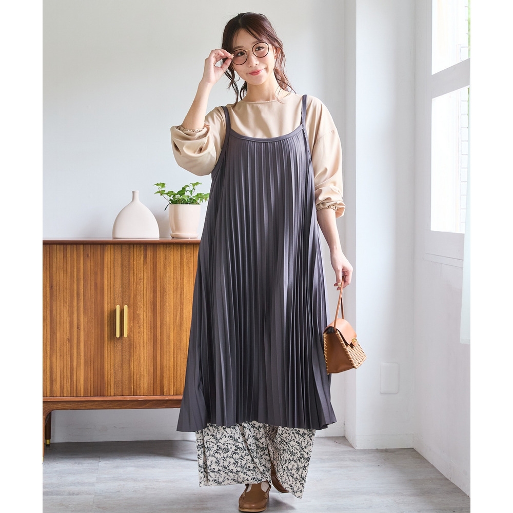 カットソープリーツキャミワンピース 大きいサイズ24