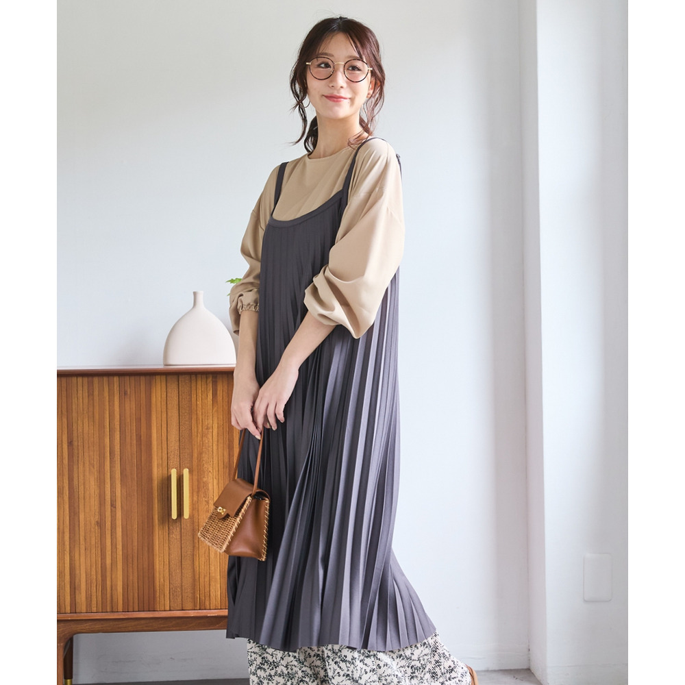 カットソープリーツキャミワンピース 大きいサイズ25