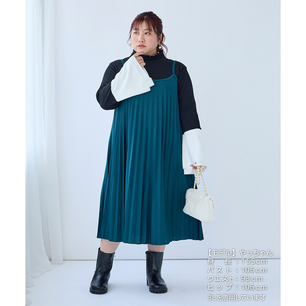 カットソープリーツキャミワンピース 大きいサイズ26