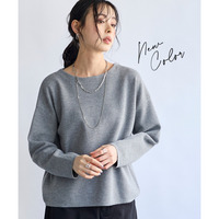 マシュマロニットミラノリブボートネックトップス 大きいサイズ