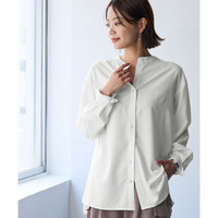 さらとろバンドカラーロングシャツ（防しわ・吸汗速乾）　大きいサイズ