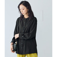 さらとろバンドカラーロングシャツ（防しわ・吸汗速乾）　大きいサイズ