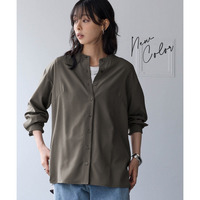 さらりとろけるバンドカラーロングシャツ（防しわ・吸汗速乾） 大きいサイズ