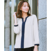 ストレッチパウダーサテンスキッパーブラウス（しわになりにくい・速乾・洗濯機OK・UVカット） 大きいサイズ