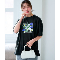  綿100％ゆるシルエットプリントTシャツ（接触冷感・UVカット） 大きいサイズ