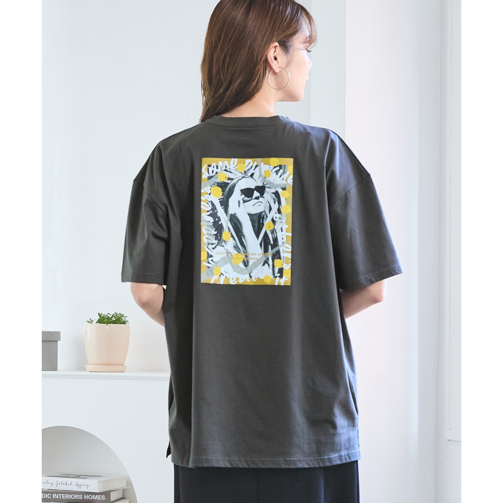 綿100%ゆるシルエットプリントTシャツ(接触冷感・UVカット) 大きいサイズ1