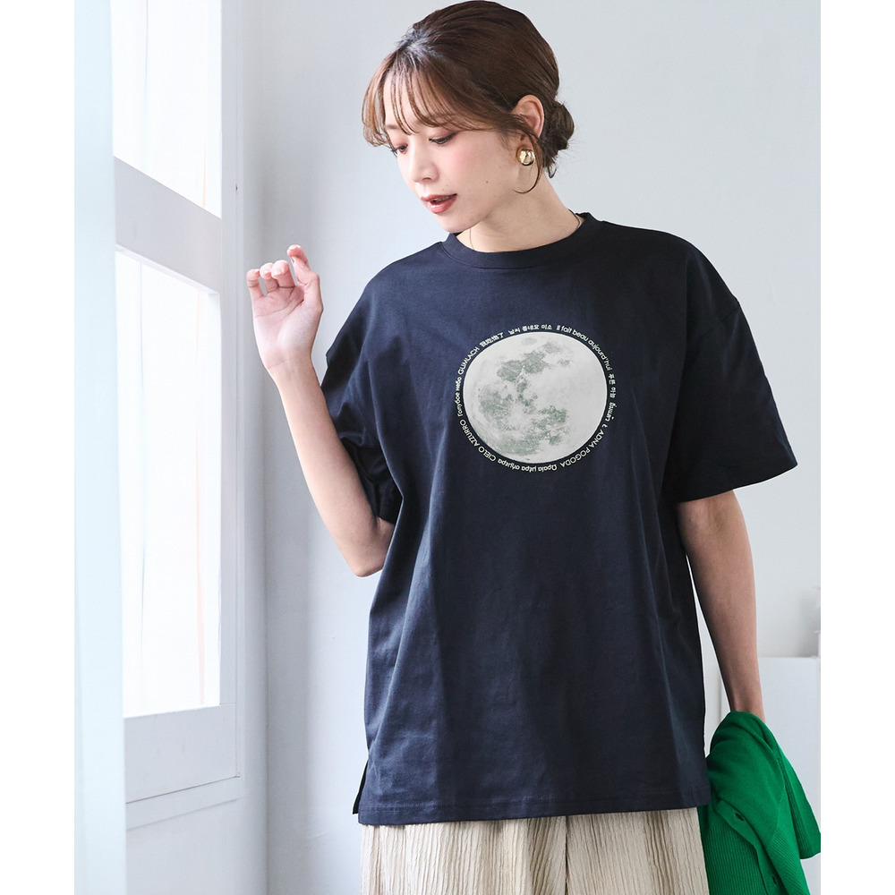 綿100%ゆるシルエットプリントTシャツ(接触冷感・UVカット) 大きいサイズ1