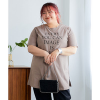 肌触りが気持ち良い綿100%AラインプリントチュニックTシャツ（接触冷感・UVカット）　大きいサイズ