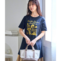 肌触りが気持ち良い綿100％AラインプリントチュニックTシャツ（接触冷感・UVカット） 大きいサイズ
