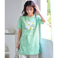 肌触りが気持ち良い綿100％AラインプリントチュニックTシャツ（接触冷感・UVカット） 大きいサイズ