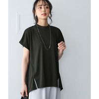 汗染みしにくいひんやりモックネックフレンチプルオーバー（接触冷感・UVカット）（セットアップ可能）　大きいサイズ