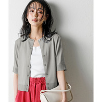 【アイスクリーンプレミアム】クルーネック5分袖カーディガン（持続冷感・毛玉になりにくい・UVカット・洗濯機で洗える・遮熱）　大きいサイズ