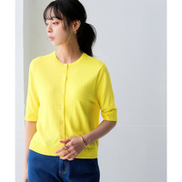 【アイスクリーンプレミアム】クルーネック5分袖ニットカーディガン（持続冷感・接触冷感・毛玉になりにくい・UVカット・洗濯機で洗える・遮熱） 大きいサイズ