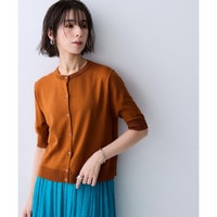【アイスクリーンプレミアム】クルーネック5分袖ニットカーディガン（持続冷感・接触冷感・毛玉になりにくい・UVカット・洗濯機で洗える・遮熱） 大きいサイズ