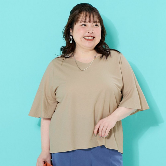 美ラクRUタッチ5分フレア袖Ⅴネックプルオーバー(接触冷感・UVカット・抗菌防臭) 大きいサイズ【アリノマ/Alinoma】 美ラクRUタッチ5分フレア袖Ⅴネックプルオーバー(接触冷感・UVカット・抗菌防臭) 大きいサイズ【アリノマ/Alinoma】