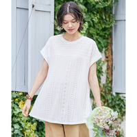 カットレースバックギャザートップス　大きいサイズ