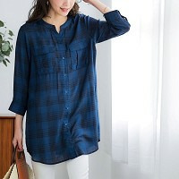 接触冷感うすカル柔らか7分袖ダブルポケットシャツチュニック　大きいサイズ