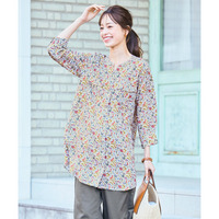 接触冷感うすカル柔らか7分袖ダブルポケットシャツチュニック　大きいサイズ