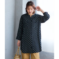 接触冷感うすカル柔らか7分袖ダブルポケットシャツチュニック 大きいサイズ