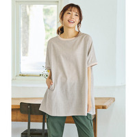 柔らか5分袖ゆるシルエットチュニックブラウス　大きいサイズ