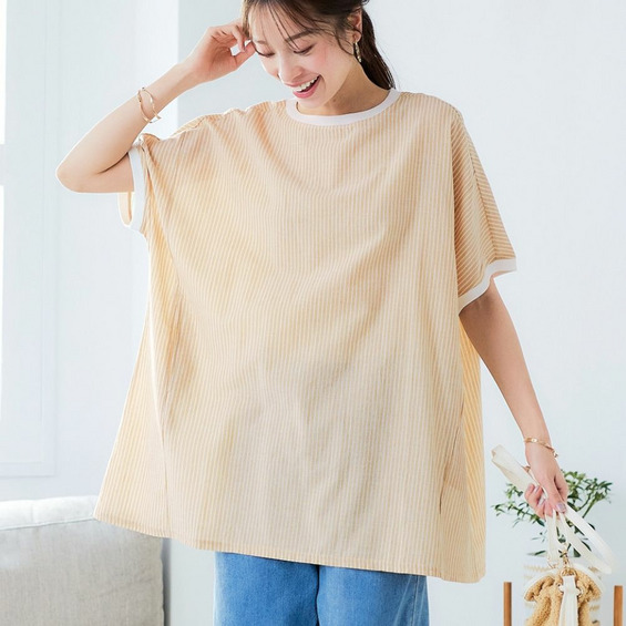柔らか5分袖ゆるシルエットチュニックブラウス 大きいサイズ【アリノマ/Alinoma】 柔らか5分袖ゆるシルエットチュニックブラウス 大きいサイズ【アリノマ/Alinoma】