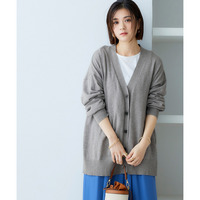 洗えるUVカット綿100%Vネックカーディガン（長袖）（オーバーサイズ）　大きいサイズ