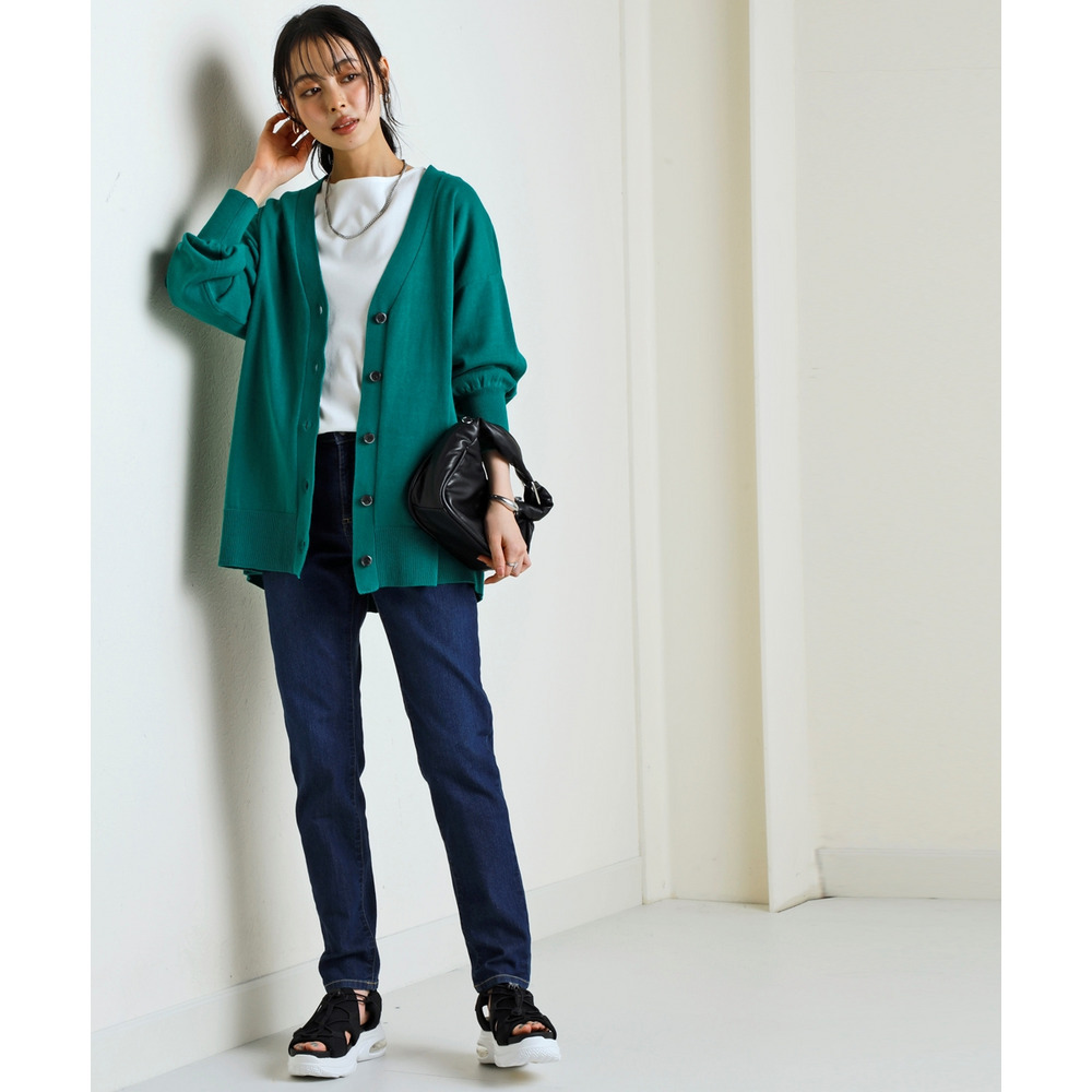 洗えるUVカット綿100%Vネックカーディガン(長袖)(オーバーサイズ) 大きいサイズ13