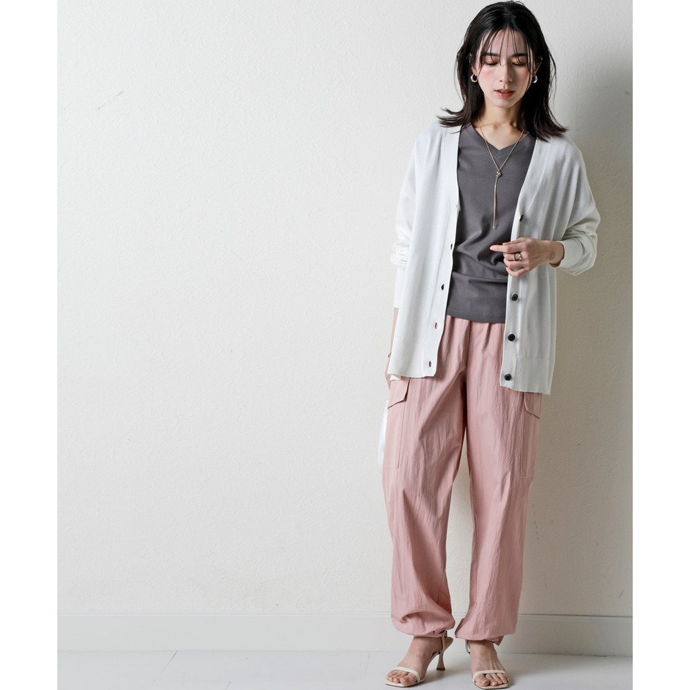 洗えるUVカット綿100%Vネックカーディガン(長袖)(オーバーサイズ) 大きいサイズ15