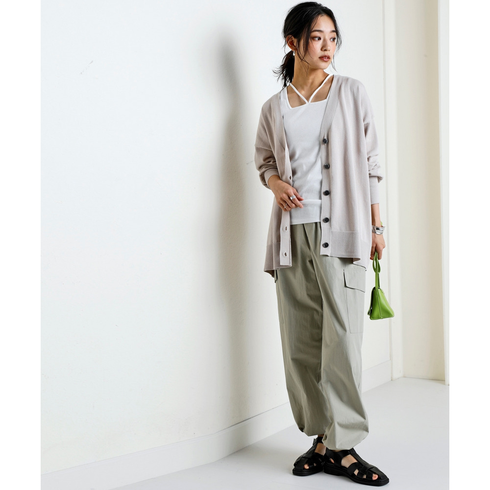 洗えるUVカット綿100%Vネックカーディガン(長袖)(オーバーサイズ) 大きいサイズ17